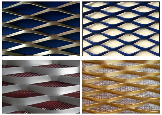 Anti Glare Aluminum Diamond Mesh Screen , Punching Flat Expanded Metal Mesh